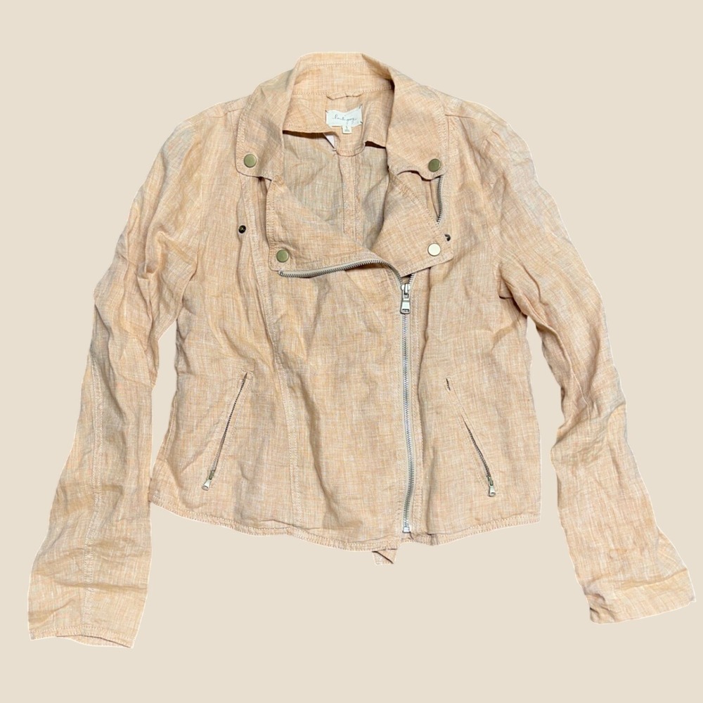 Linen moto jacket cropped indie sleeze gritty boho street wear feminine natural